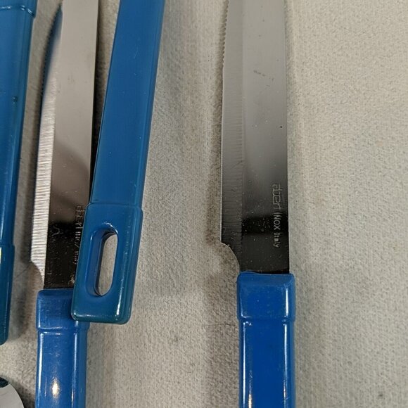 Abert INOX Italy 18/CR 16 Set Cutlery Utensils Teaspoons Soup Knives Forks Blue - Picture 12 of 14